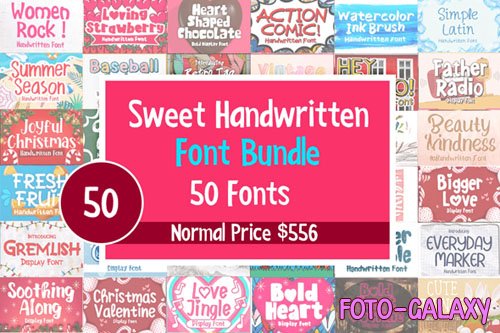 Sweet Handwritten Fonts Bundle - 50 Premium Fonts