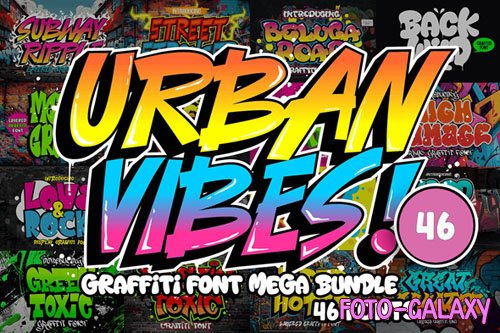 Urban Vibes - Graffiti Font Bundle - 46 Premium Fonts