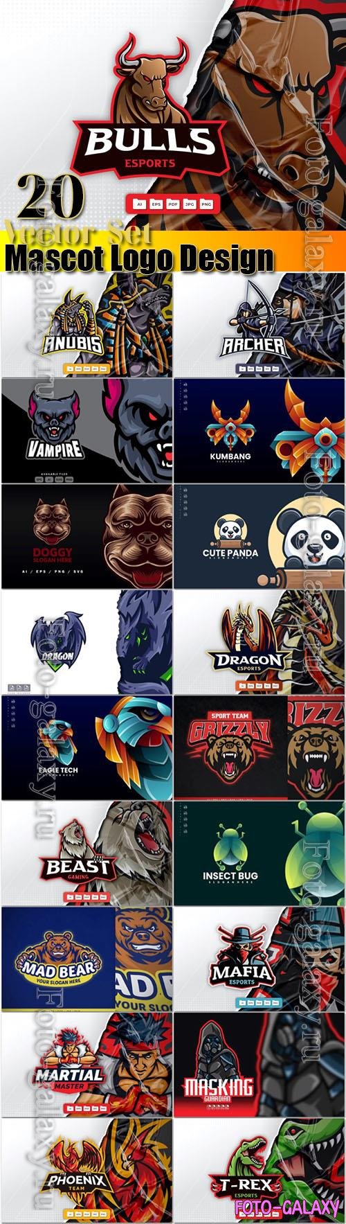 20 Mascot Logo Design in Vector, Bear Dragon Ninja Eagle