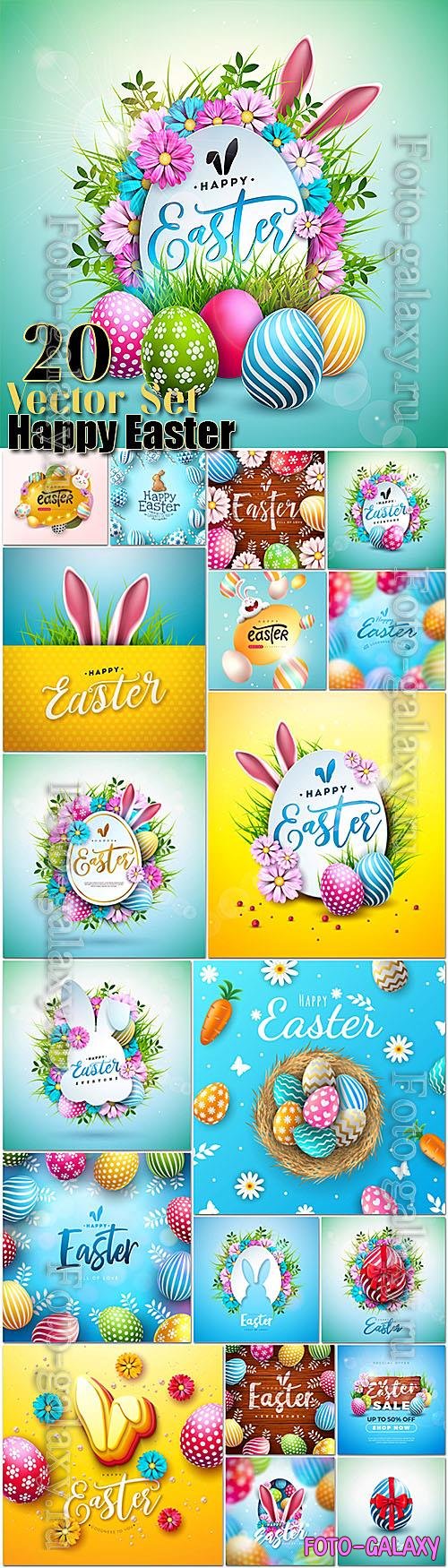 20 Happy Easter Vector Illustrations