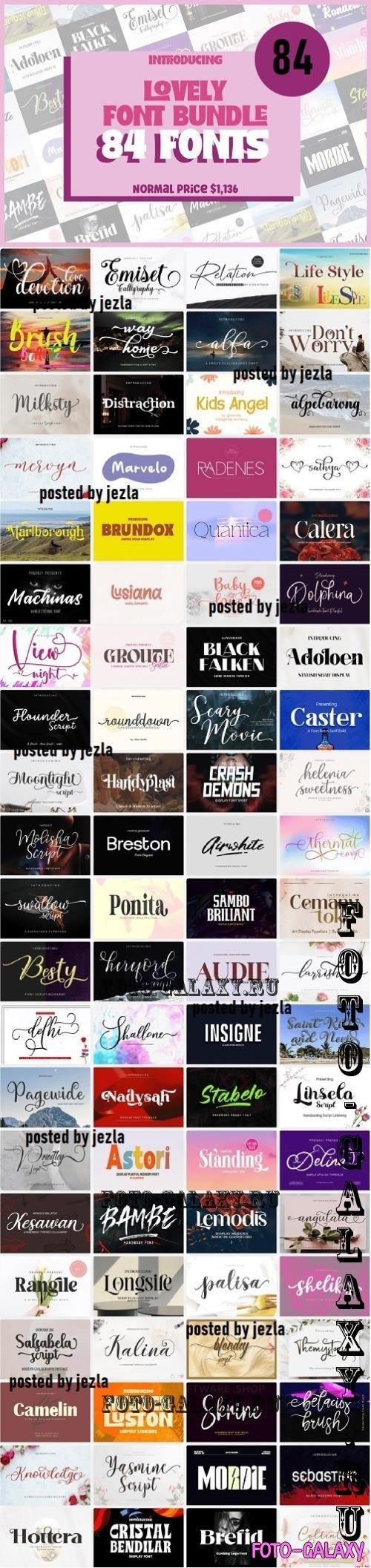 Lovely Font Bundle - 84 Premium Fonts