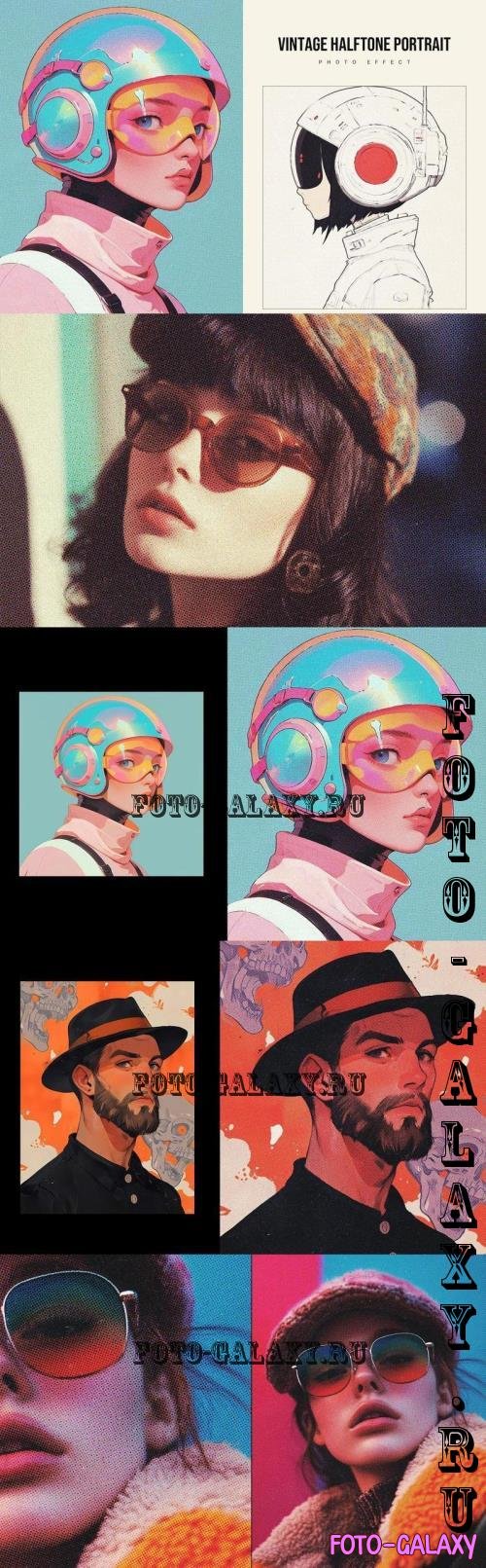 Vintage Halftone Portrait Photo Effect - Y6RZES2
