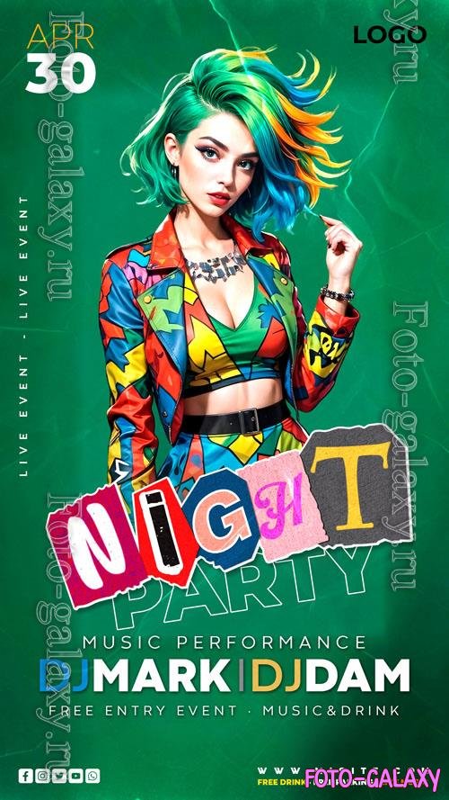 Flyer party psd design template, night club, dj party vol 6