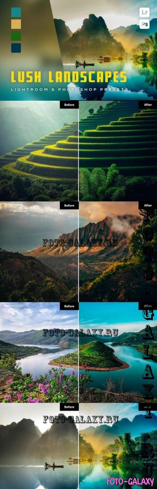 6 Lush Landscapes Lightroom and Photoshop Presets - 6XDL6NR