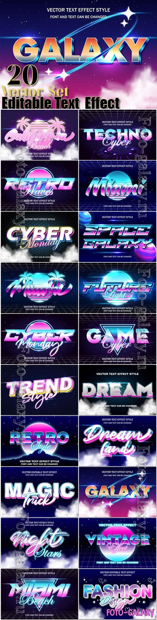 20 typograph editable text effect font style template background design