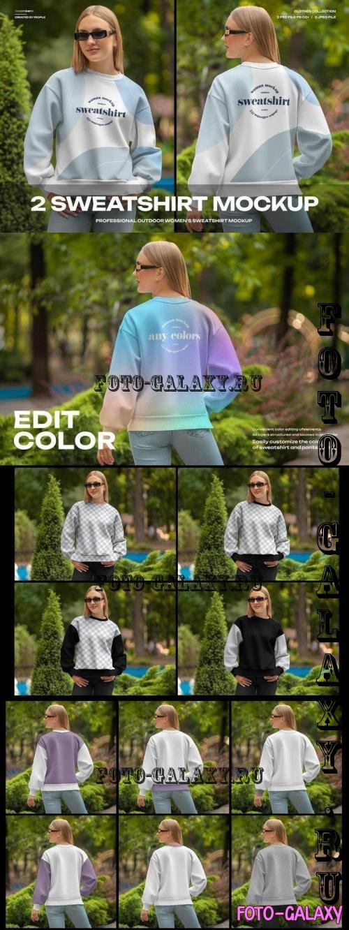 2 Mockup of Sweatshirts on the Girl on the Outdoor - 568GLA6