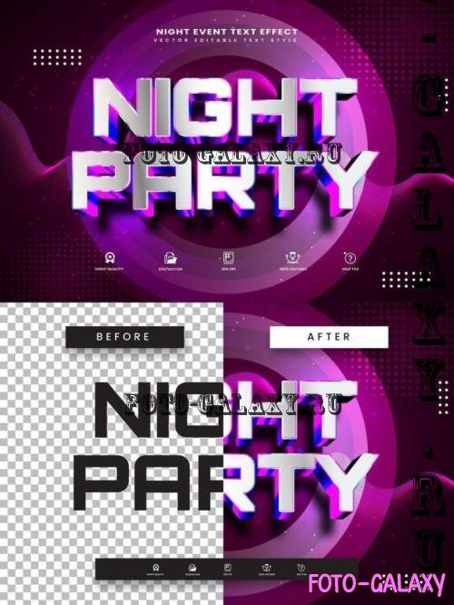 3d Night Party Editable Text Effect - 66E3S5N