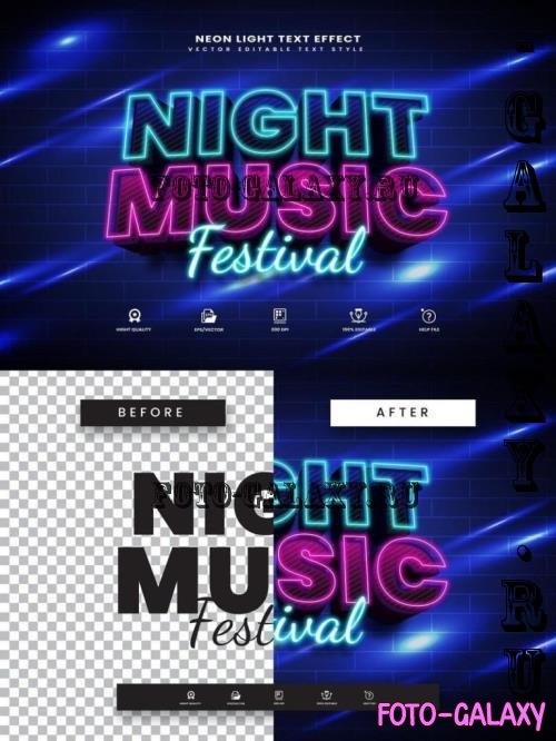 Night Music Event Editable Vector Text Effect - V68X9J3