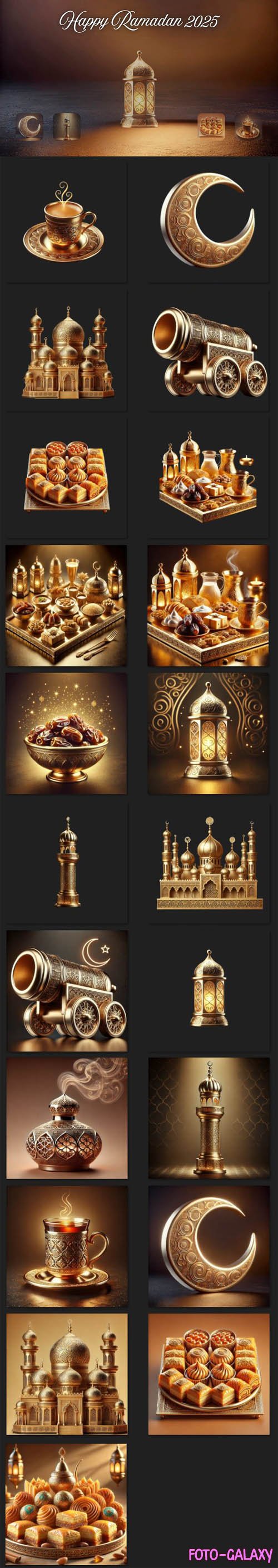 Golden 3D Ramadan 2025 Designer's Toolkit