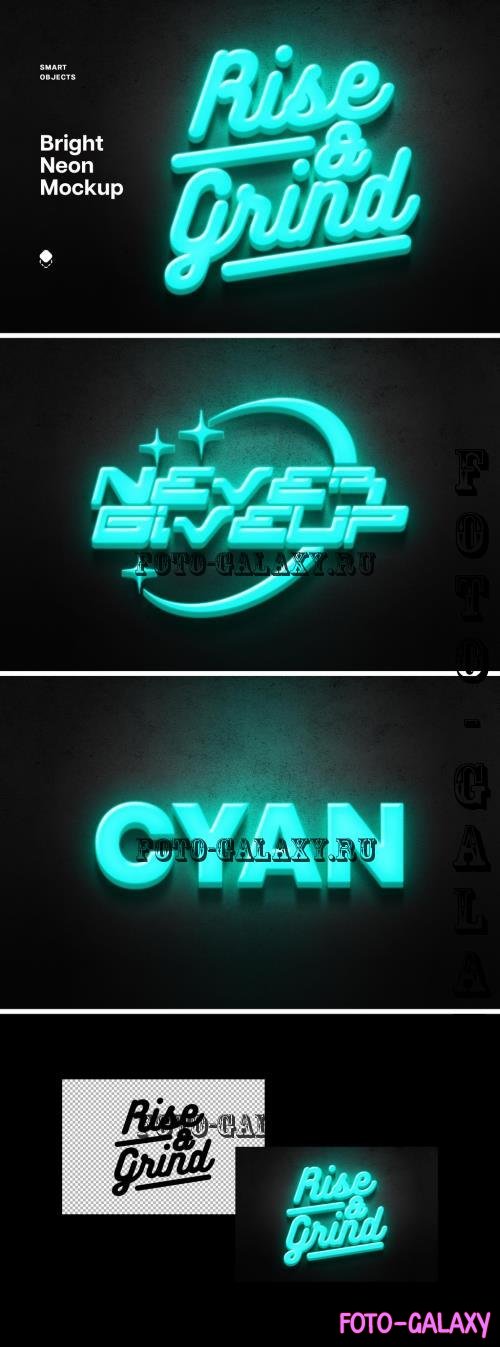 Cyan Neon Sign Mockup - 291185384 - 4MTKBEM