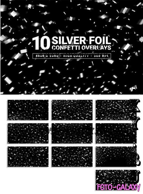 10 Silver Foil Confetti Overlays - 8YBEM7G