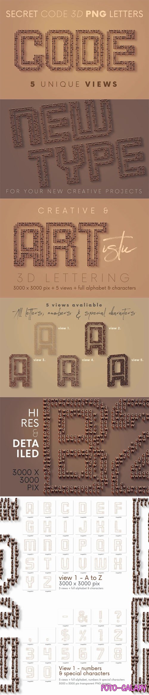 Secret Code 3D PNG Alphabet