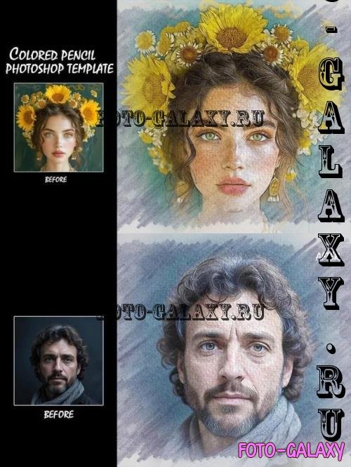 Colored Pencil Photoshop Template - 290974412 - DA6VMXW