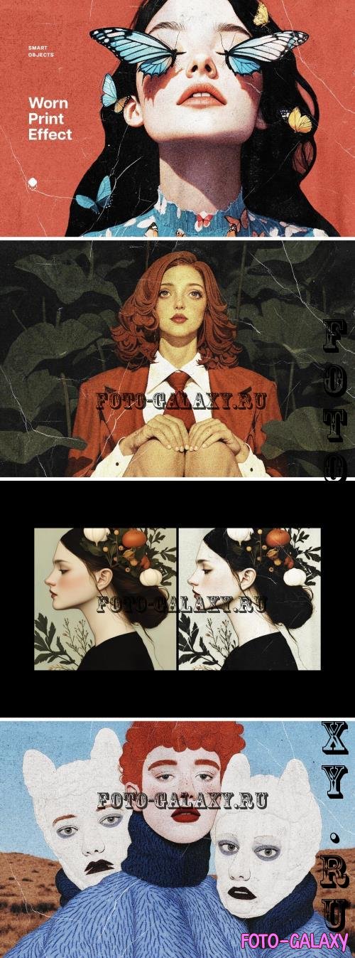 Vintage Worn Print Effect - 291324577