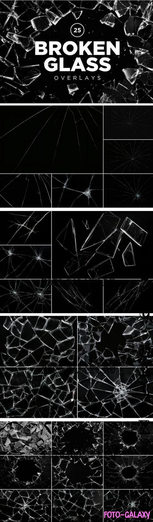 25 Broken Glass Overlays - A289MYK
