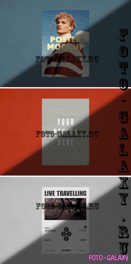 Glued Poster Mockup with Shadow - 291342936