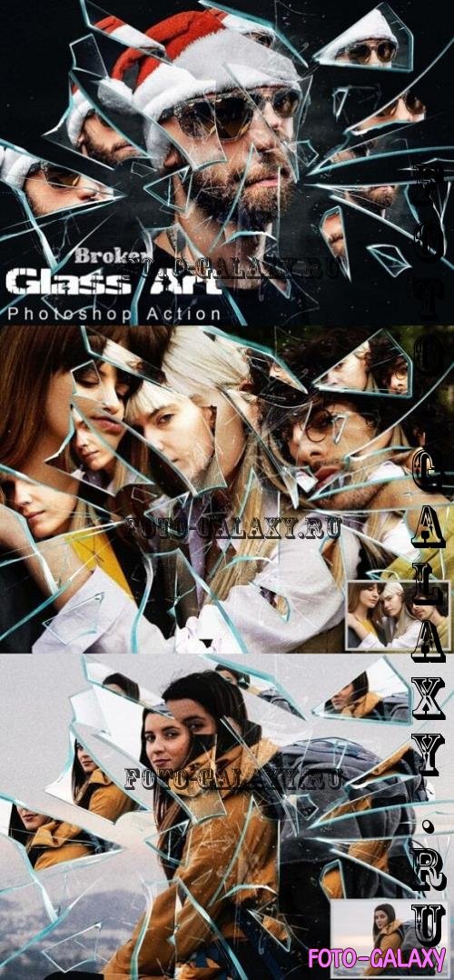 Broken Glass Art Photoshop Action - 291383393