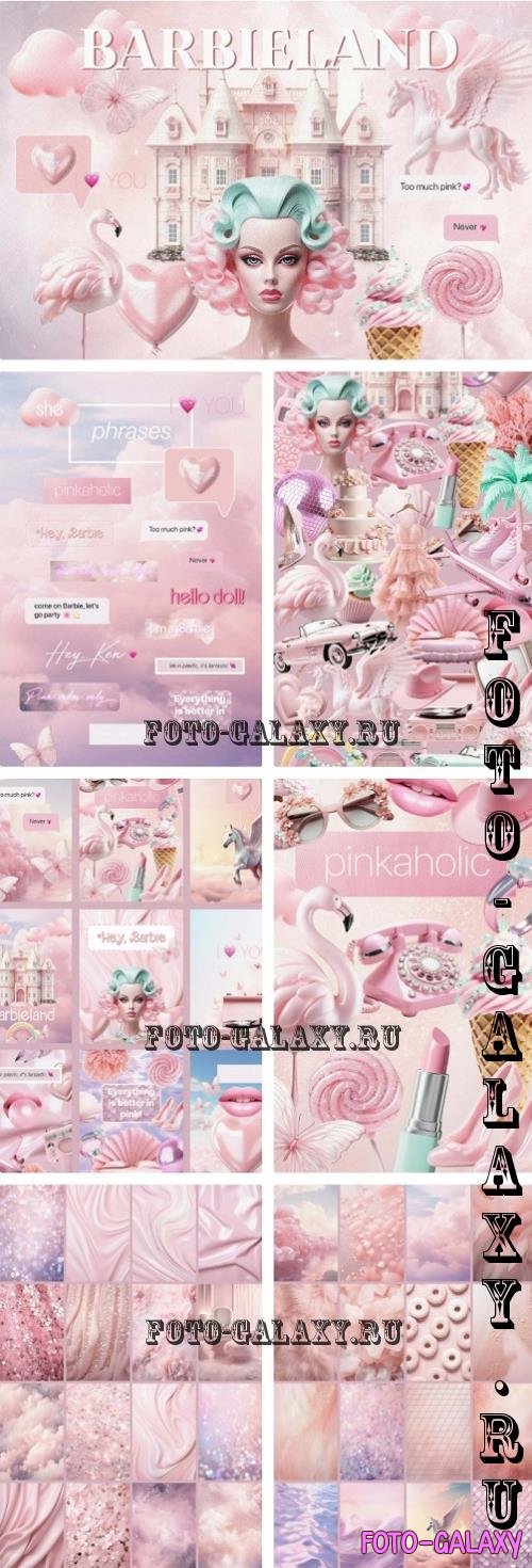 Barbieland pink graphic collage pack - 31380117