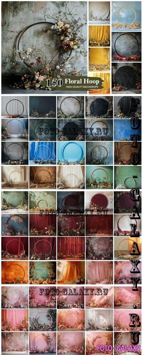 100+ Floral Hoop Digital Backdrops