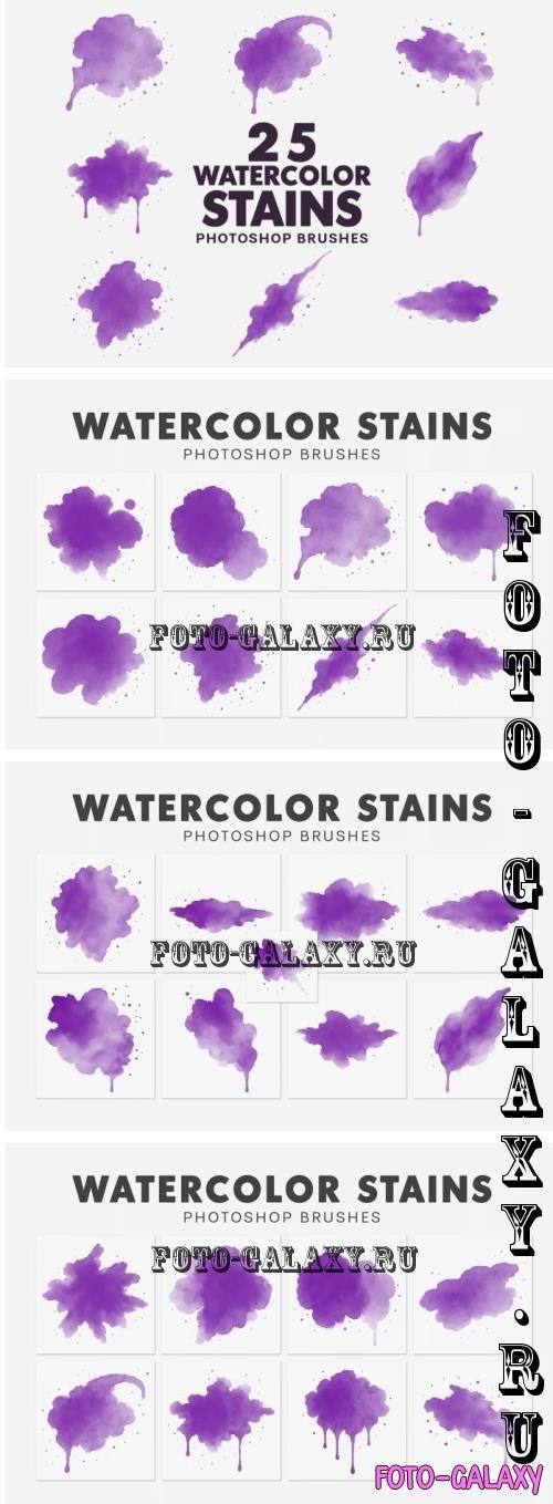 25 Watercolor Stains Brushes - PB35G83