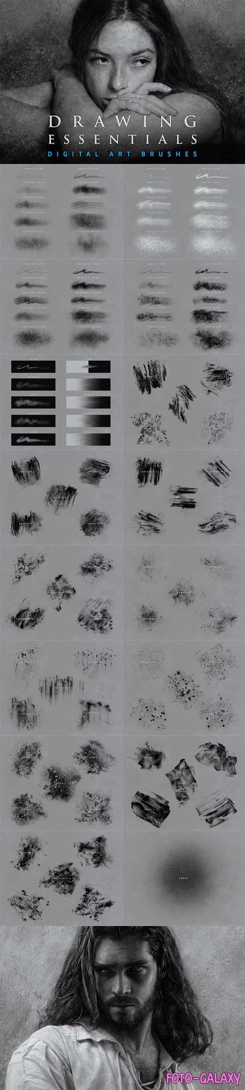 Drawing Essentials - 100 Digital Art Brushes for Photoshop