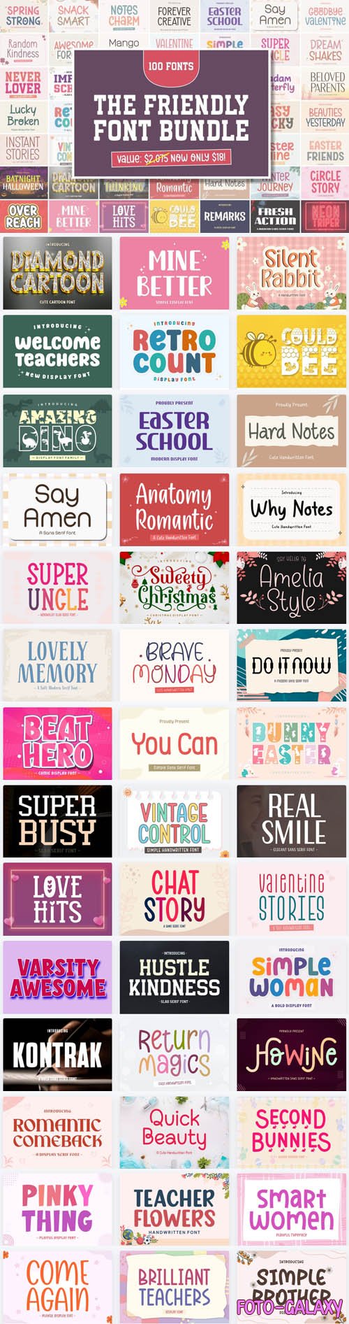 The Friendly Font Bundle - 42 Premium Fonts