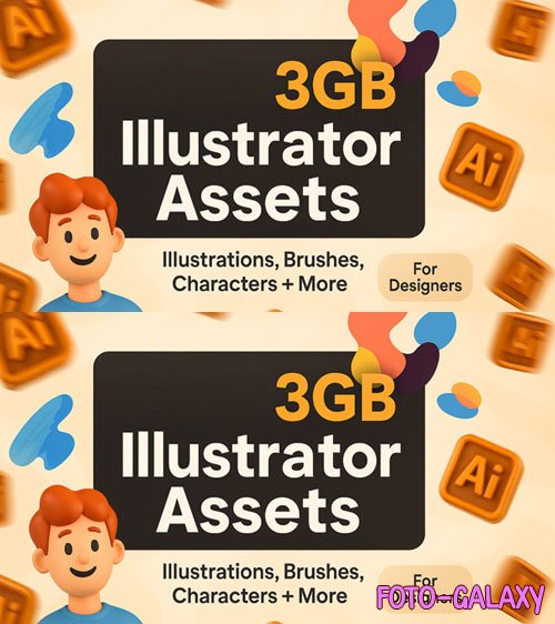 Illustrator Assets Bundle - Brushes, Characters and Illustrations for Creatives