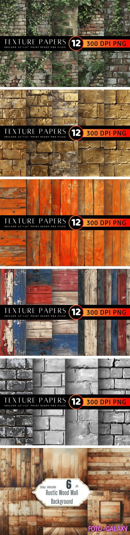 60 Brick & Wood Wall Textures Pack for Designers