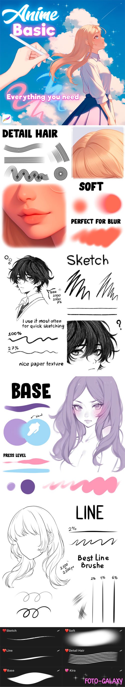 Anime Basic Brushes Pack for Procreate
