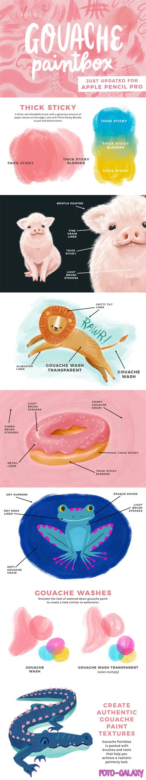 Gouache Paintbox - 30 Painterly Brushes for Procreate