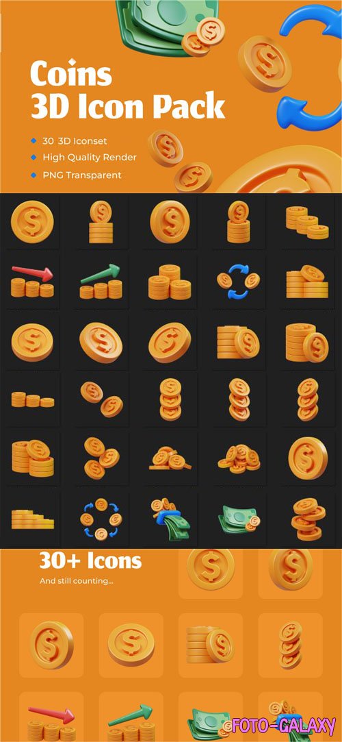 Coins Asset Pack - 3D Icon Pack for Blender
