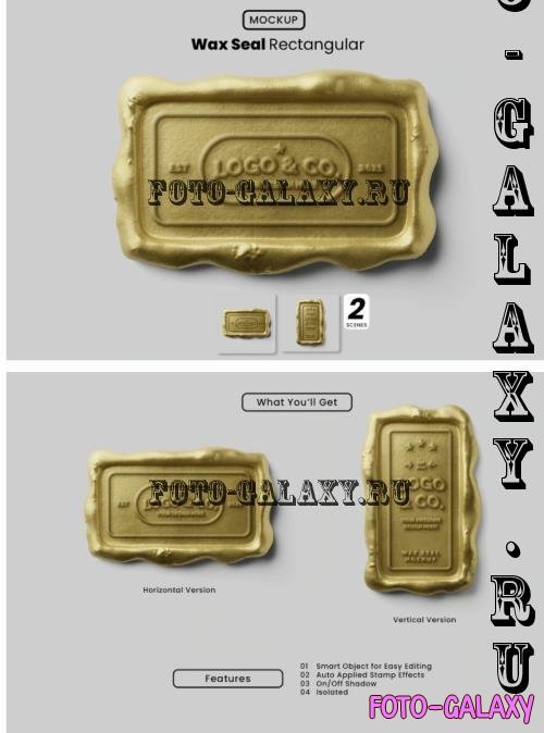 Gold Wax Seal Mockup - Rectangle Version - D679YFZ