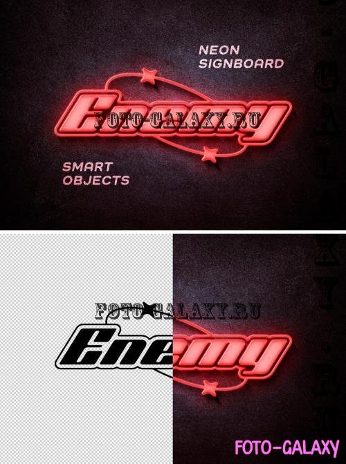 Red Neon Signboard Mockup - 291388588