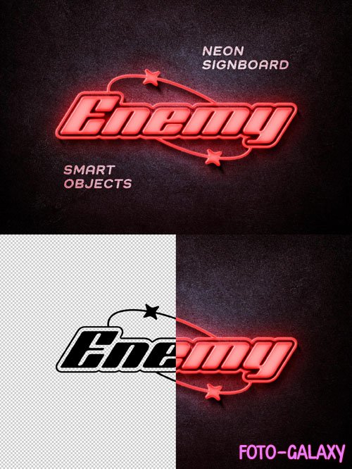 Red Neon Signboard Effect for Photoshop