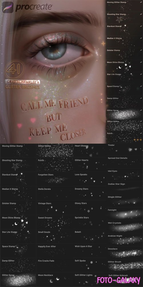 41 Glitter Brushes Pack for Procreate