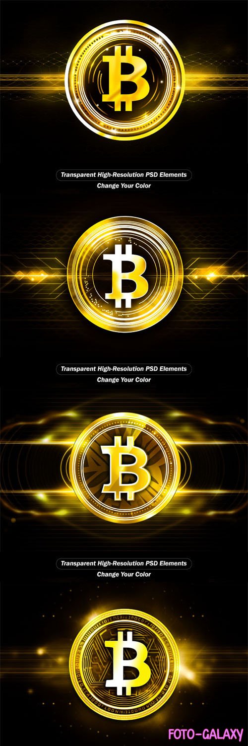Bitcoin (BTC) Logos - PSD Templates