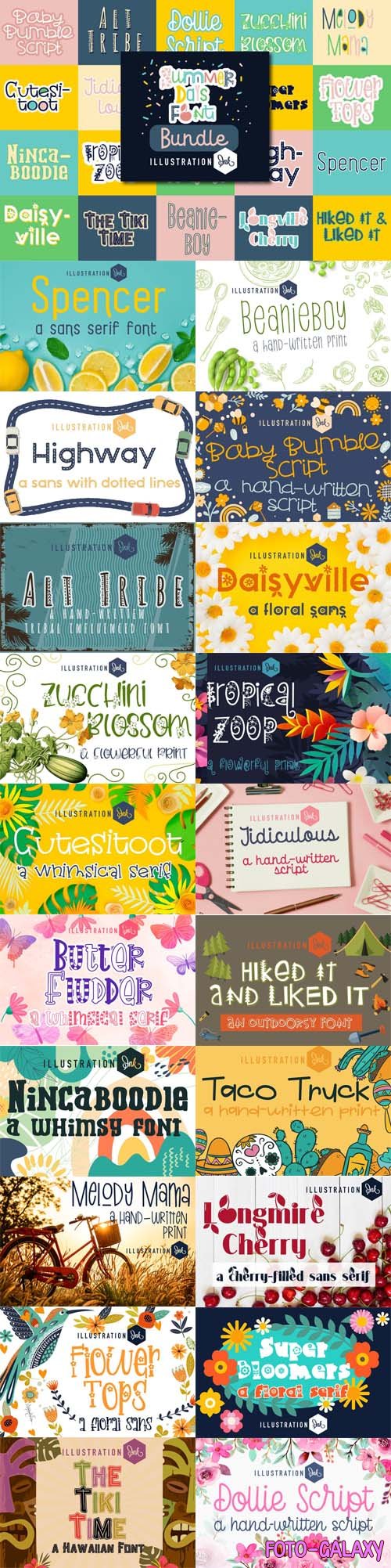 Summer Days Font Bundle - 20 Premium Fonts
