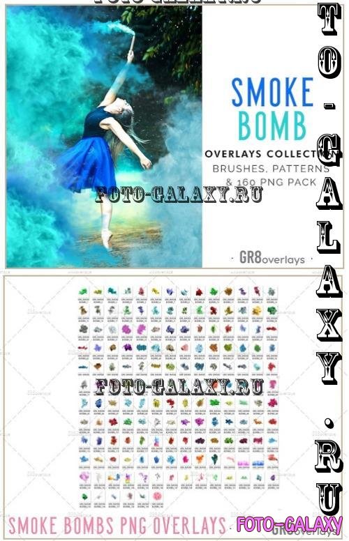 160 Smoke Bomb Overlays, PS Brushes and Patterns