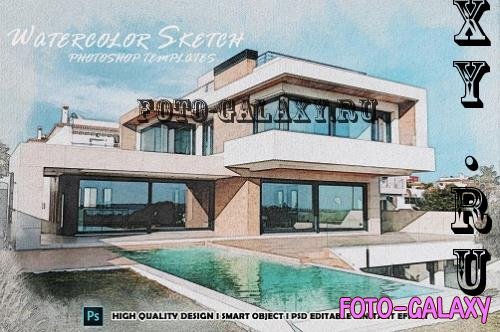 Watercolor Sketch Photoshop Templates - 5G74FCG
