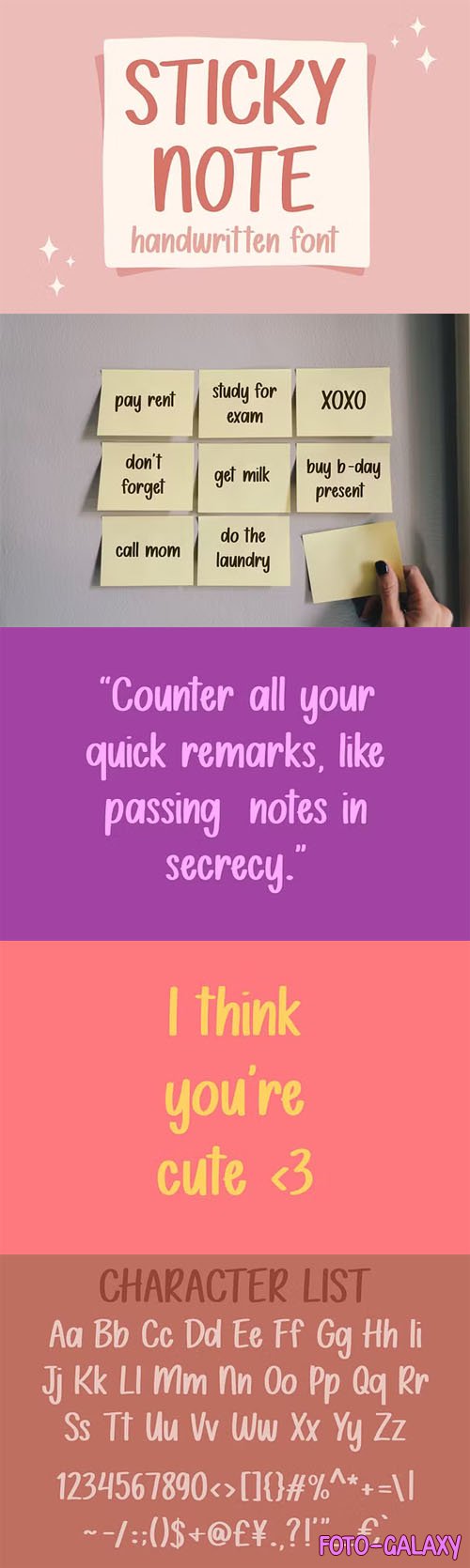 Sticky Note - handwritten Font
