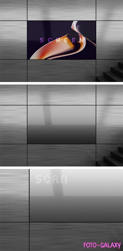 Metallic Wall Screen PSD Mockup Template