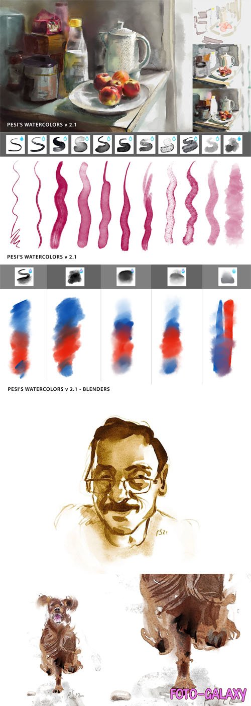 33 Watercolor Brushes Pack for Krita 4.0+