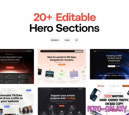 20+ Editable High-quality Hero Sections for Figma