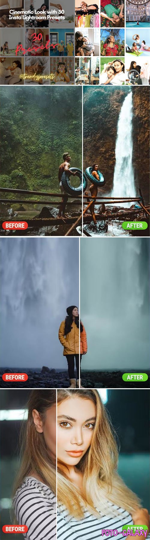 30 Cinematic Insta Lightroom Presets Collection