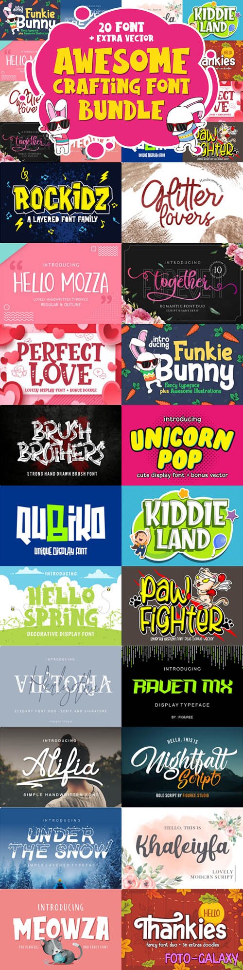 Awesome Crafting Font Bundle - 20 Premium Fonts