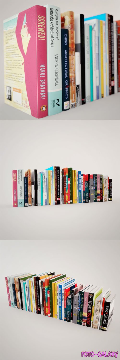 40 Arranged Books - 3D Model