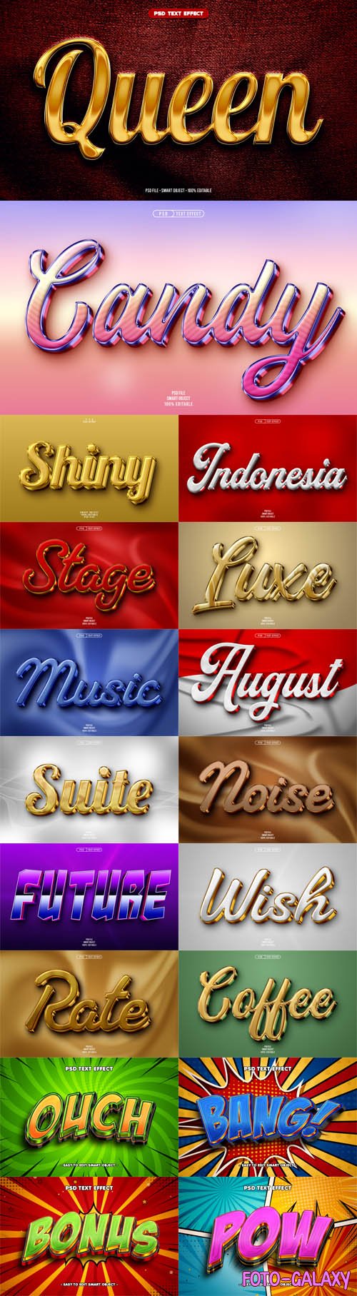 Modern Shiny Editable Text Effects Pack for Photoshop