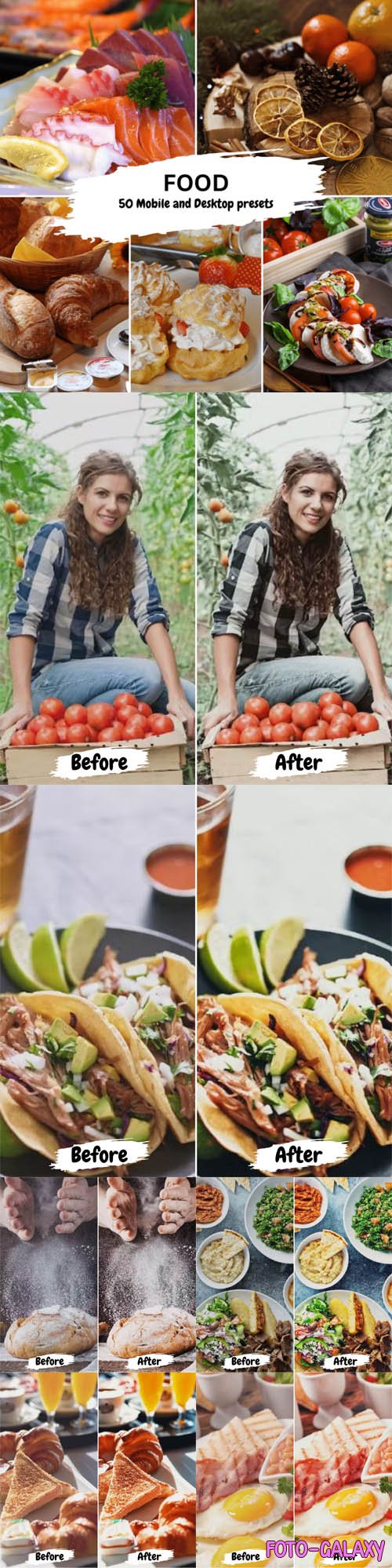 50 Food Mobile & Desktop Presets for Lightroom and LUTs