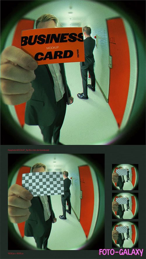 Business Card Viewing on Peephole - PSD Mockup Template