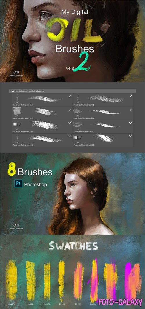 8 Oil Brushes Pack for Photoshop